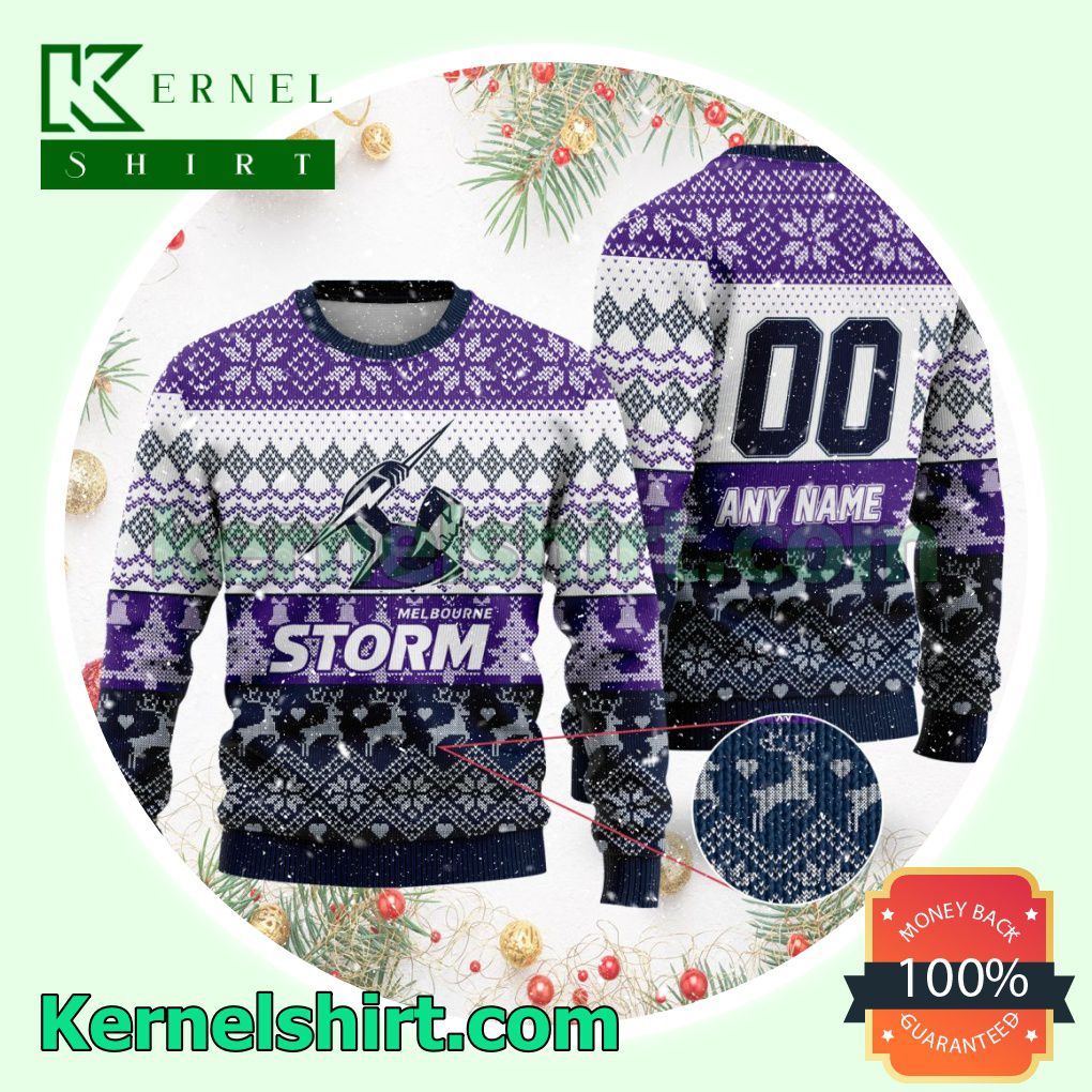 NRL Melbourne Storm Ugly Sweater Holiday Knit Pullover a