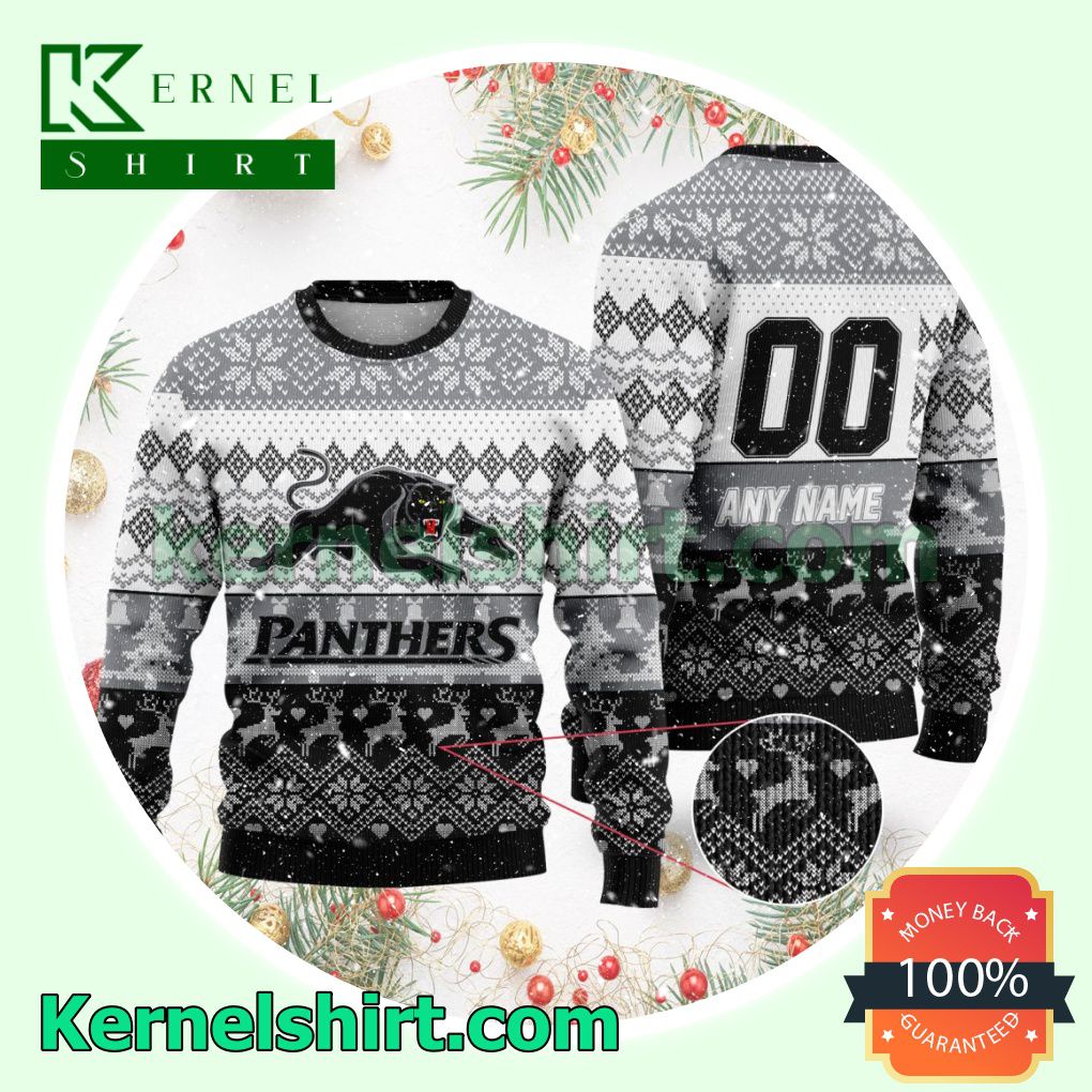 NRL Penrith Panthers Ugly Sweater Holiday Knit Pullover a
