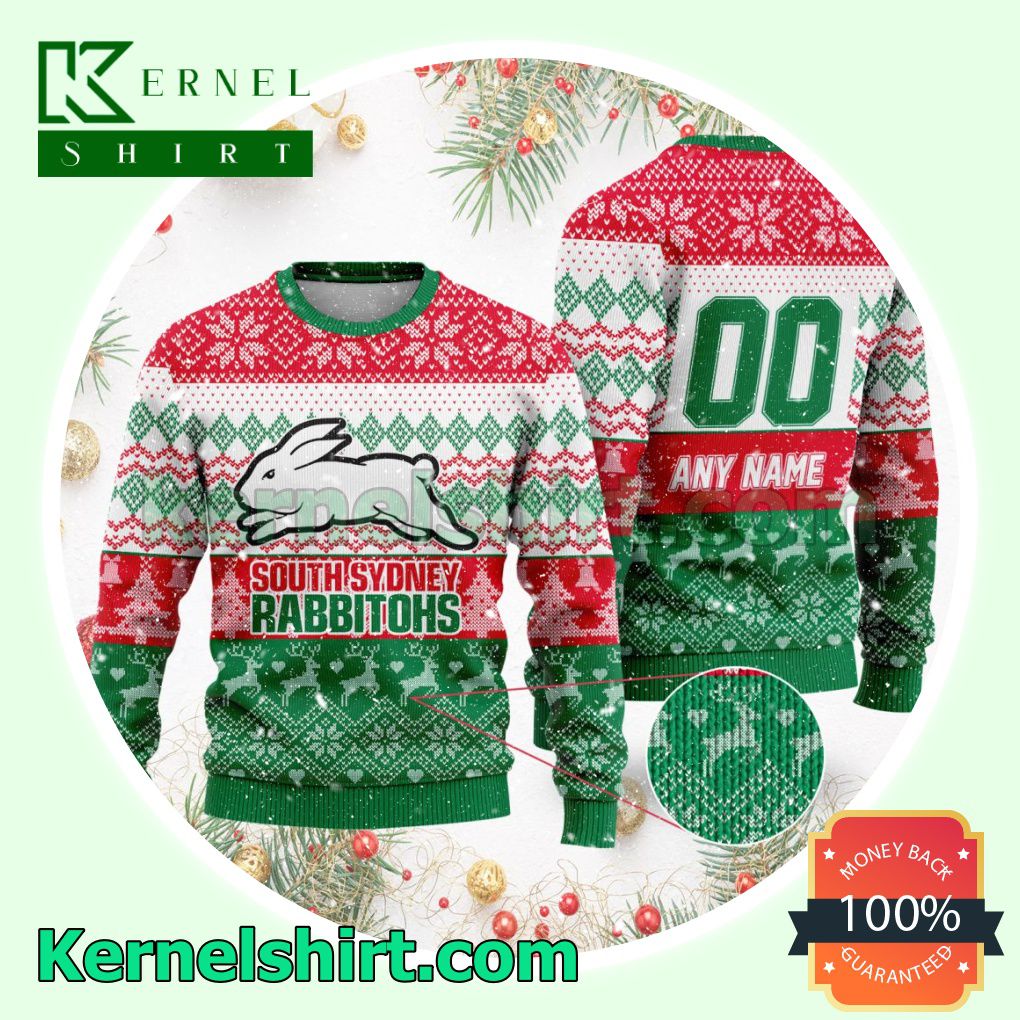 NRL South Sydney Rabbitohs Ugly Sweater Holiday Knit Pullover a