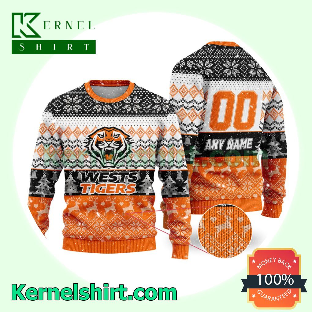 NRL Wests Tigers Ugly Sweater Holiday Knit Pullover