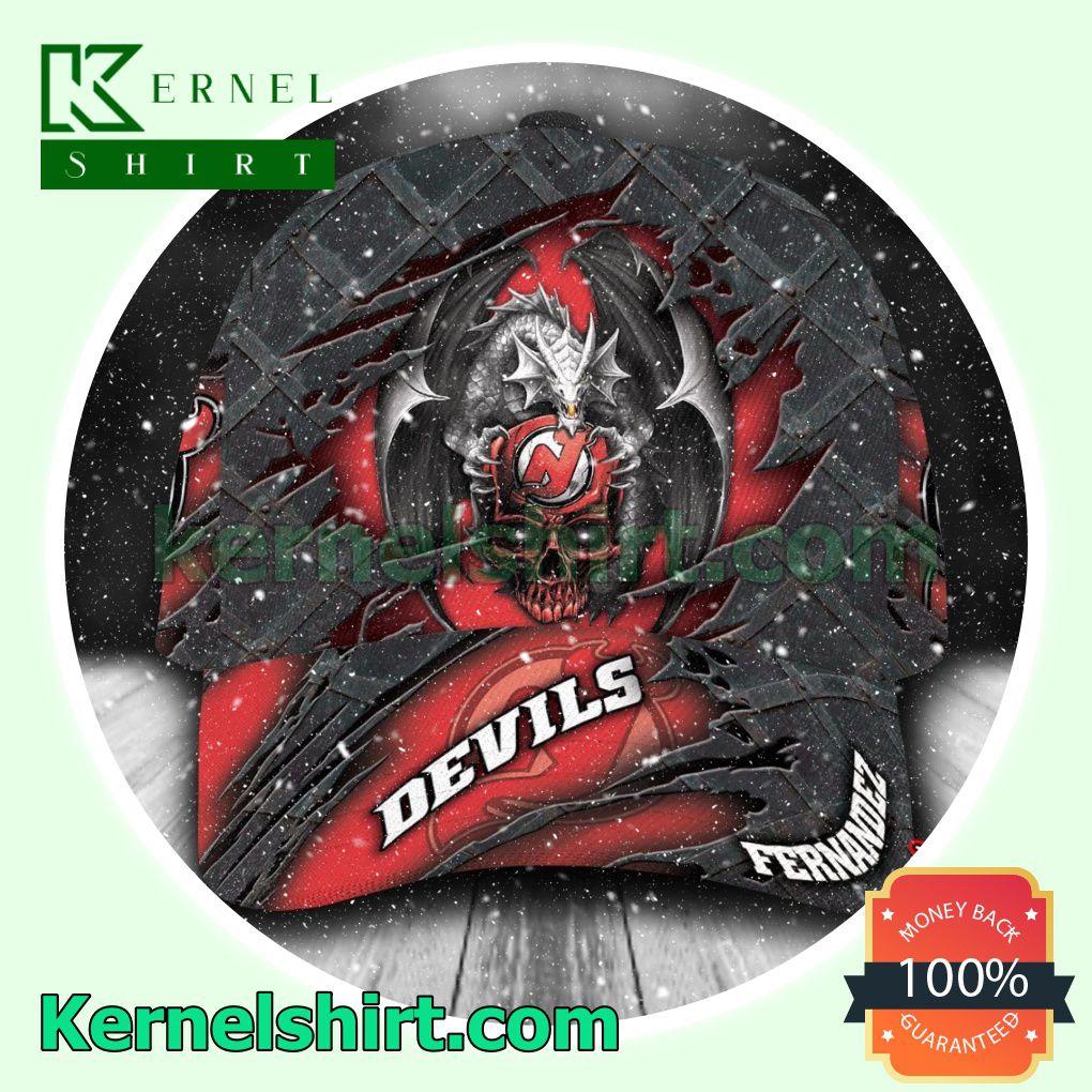 New Jersey Devils Dragon Crack 3D NHL Hockey Basketball Baseball Caps