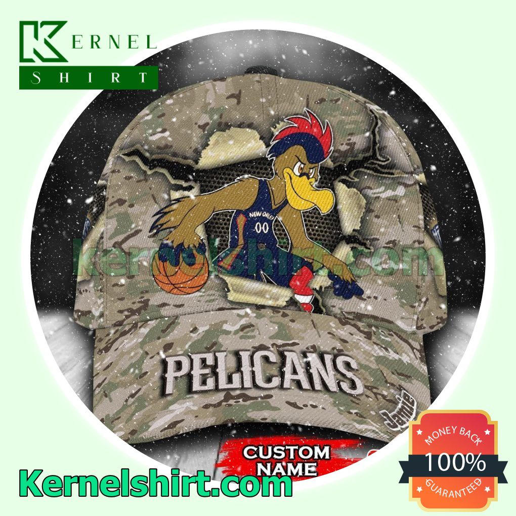 New Orleans Pelicans Camo Mascot NBA Hockey Basketball Baseball Caps