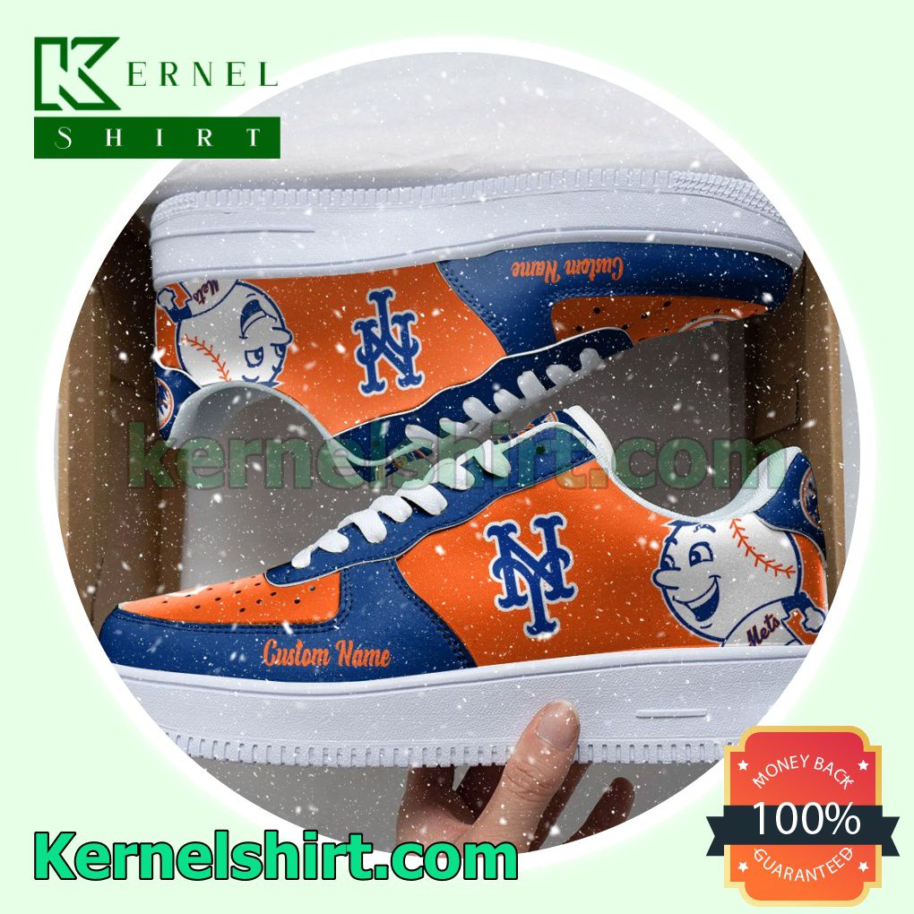 New York Mets Mascot Logo MLB Baseball Custom Nike Air Force 1 Low Top Shoes