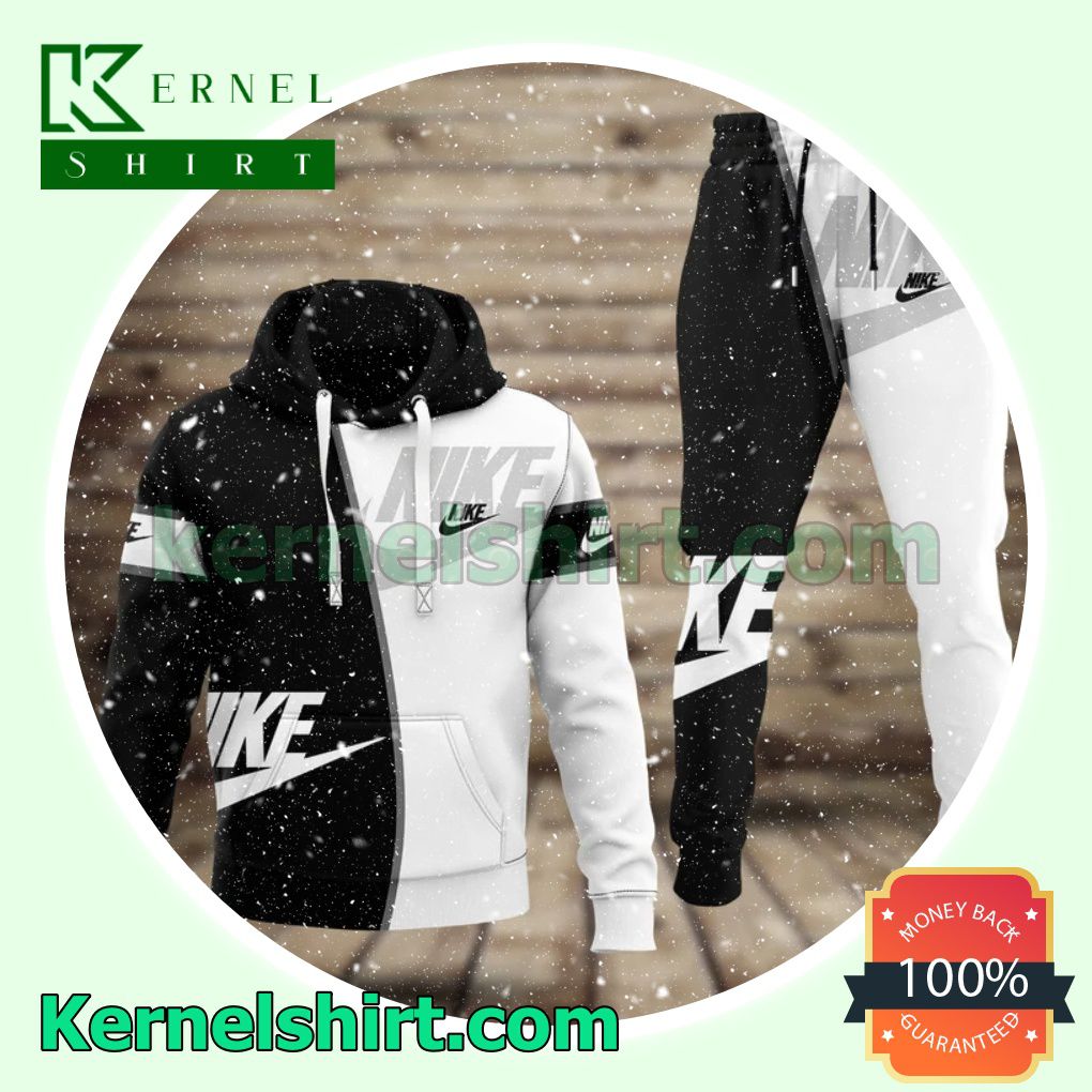 Nike Black And White Pullover Hoodie, Sweatpant