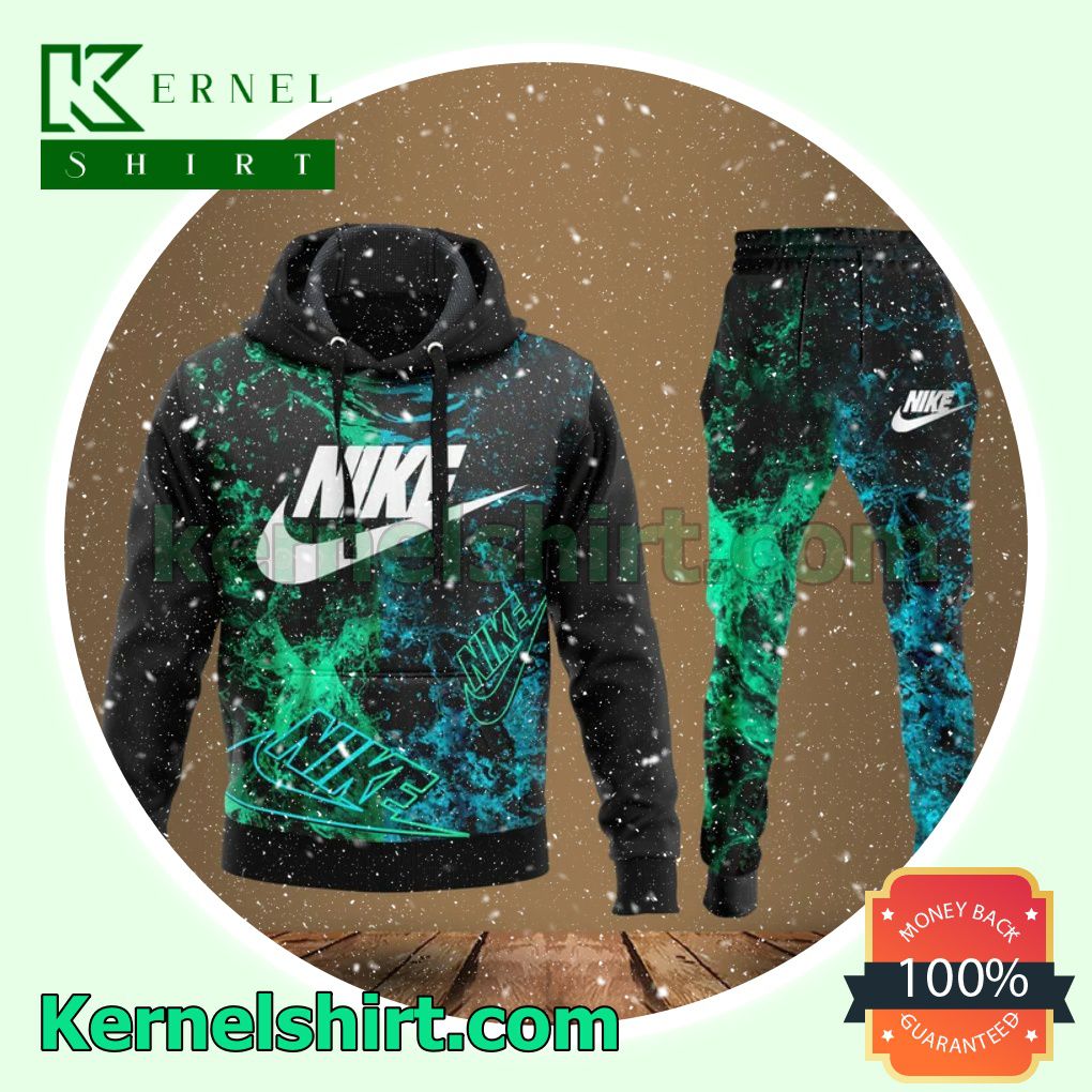 Nike Green And Blue Galaxy Pullover Hoodie, Sweatpant