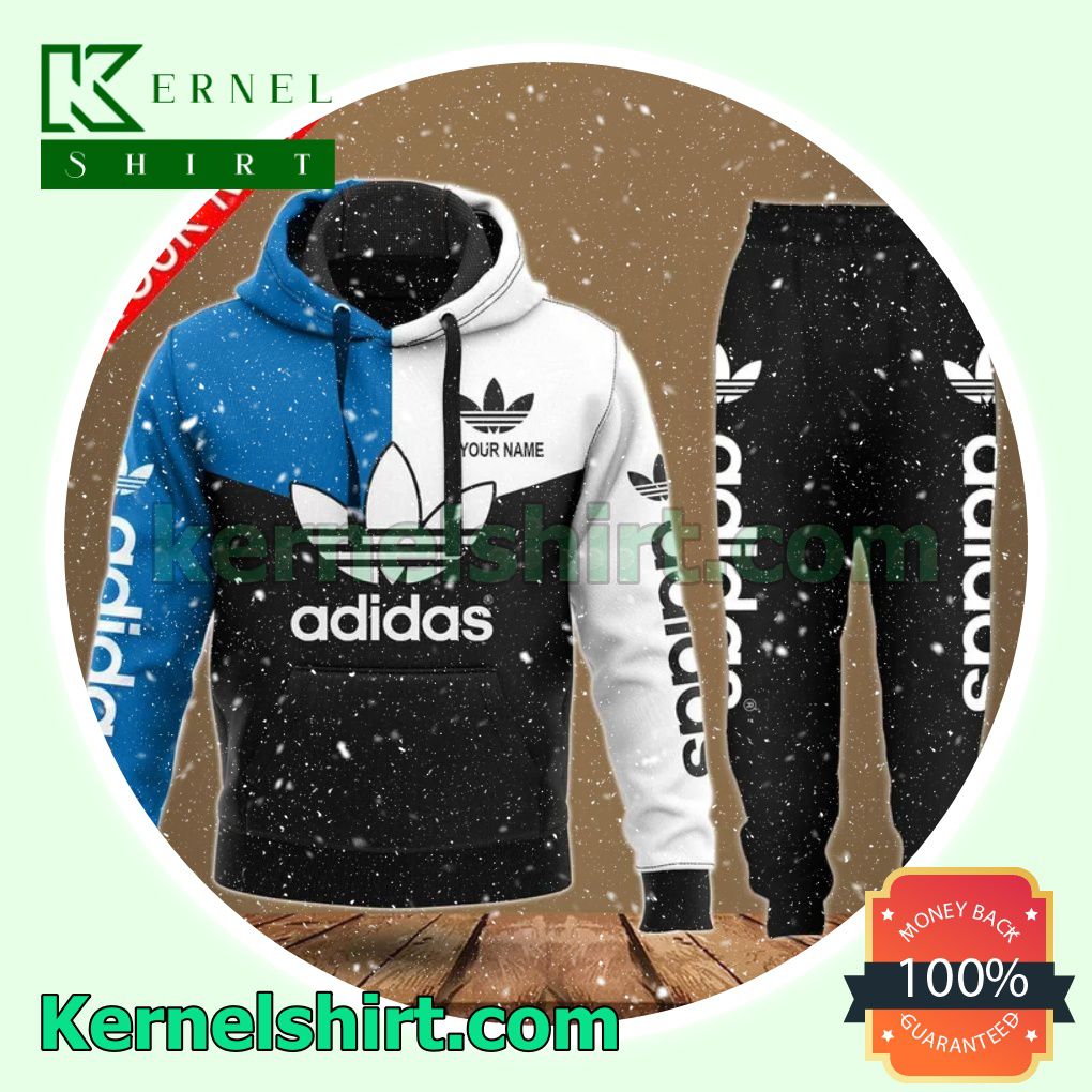 Personalized Adidas Mix Color Blue White And Black Pullover Hoodie, Sweatpant