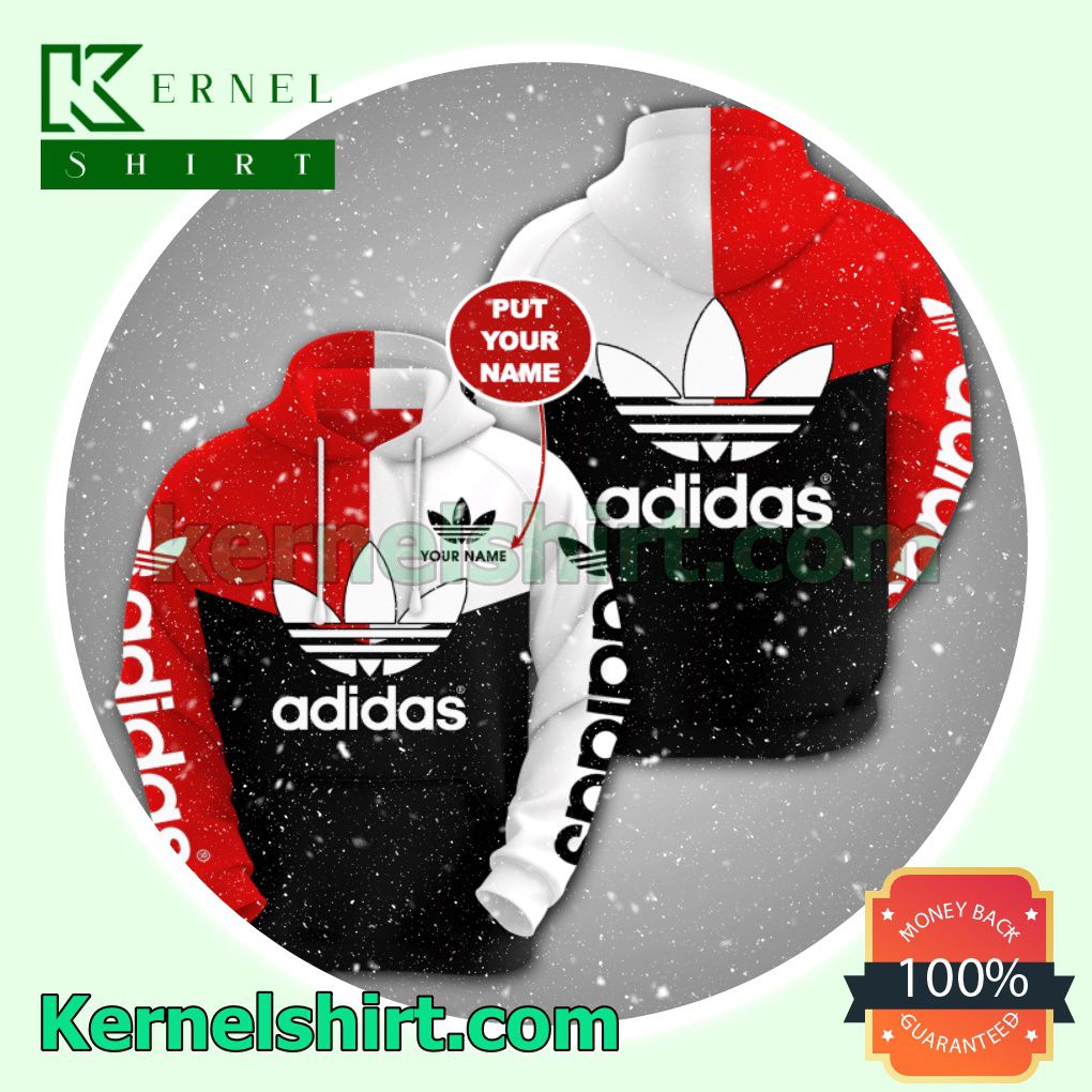 Personalized Adidas Mix Color Red White And Black Pullover Hoodie, Sweatpant a