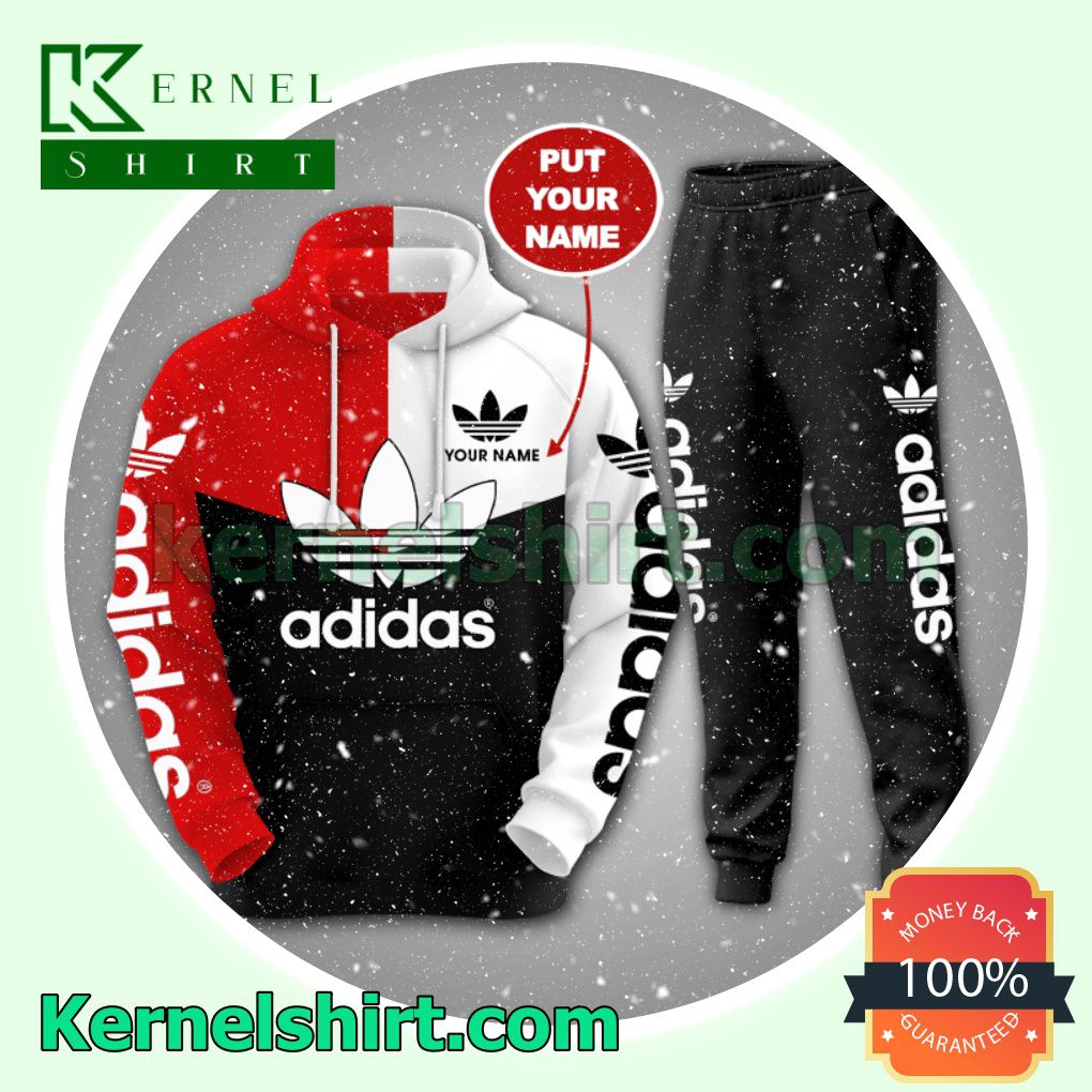 Personalized Adidas Mix Color Red White And Black Pullover Hoodie, Sweatpant