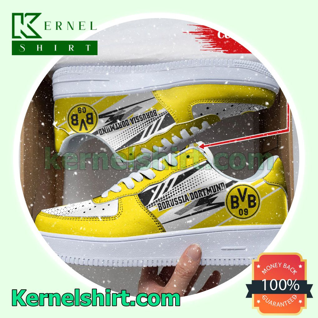 Personalized Bundesliga Borussia Dortmund Custom Name Nike Mens Womens Air Force 1 Shoes