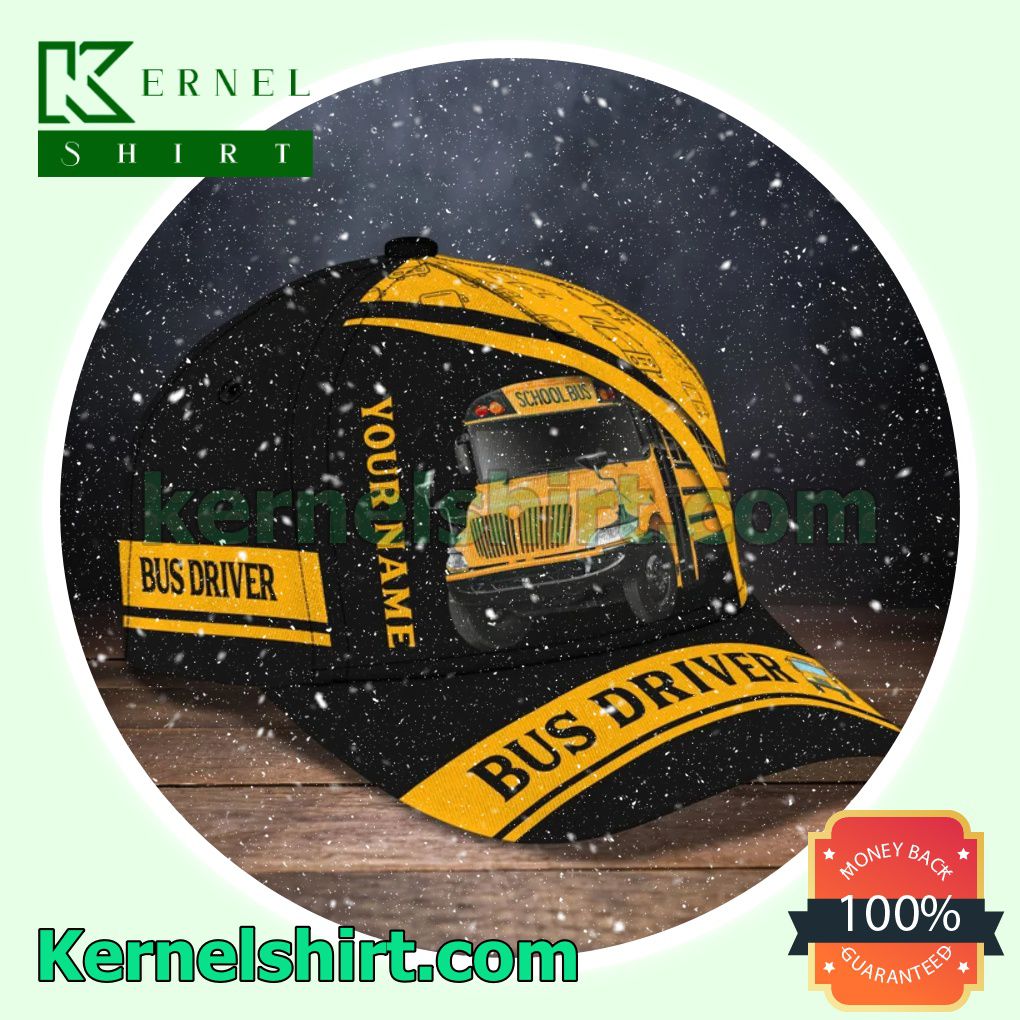 Personalized Bus Driver School Bus Black And Yellow Trucker Caps a