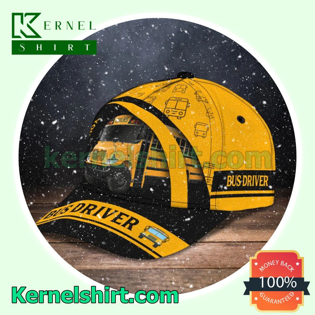 Personalized Bus Driver School Bus Black And Yellow Trucker Caps b