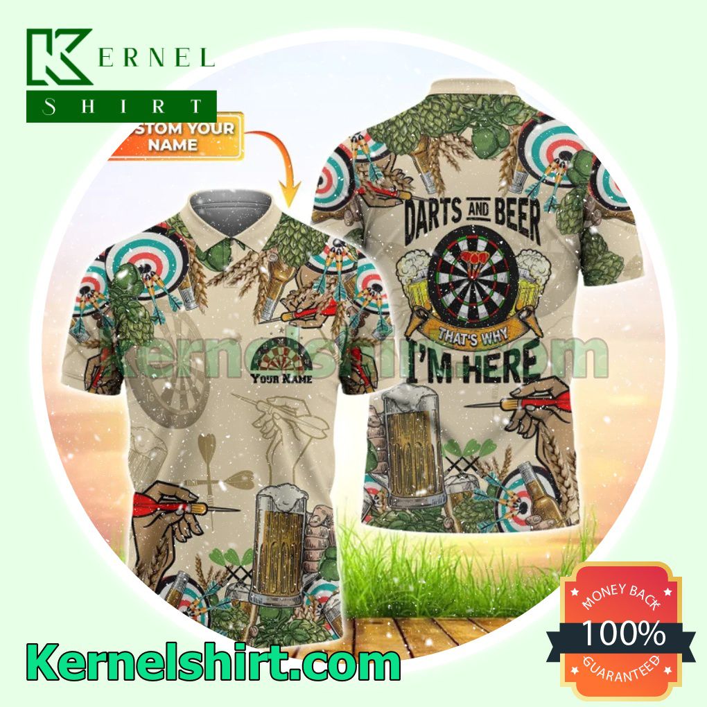 Personalized Darts And Beer That's Why I'm Here Tennis Golf Polo