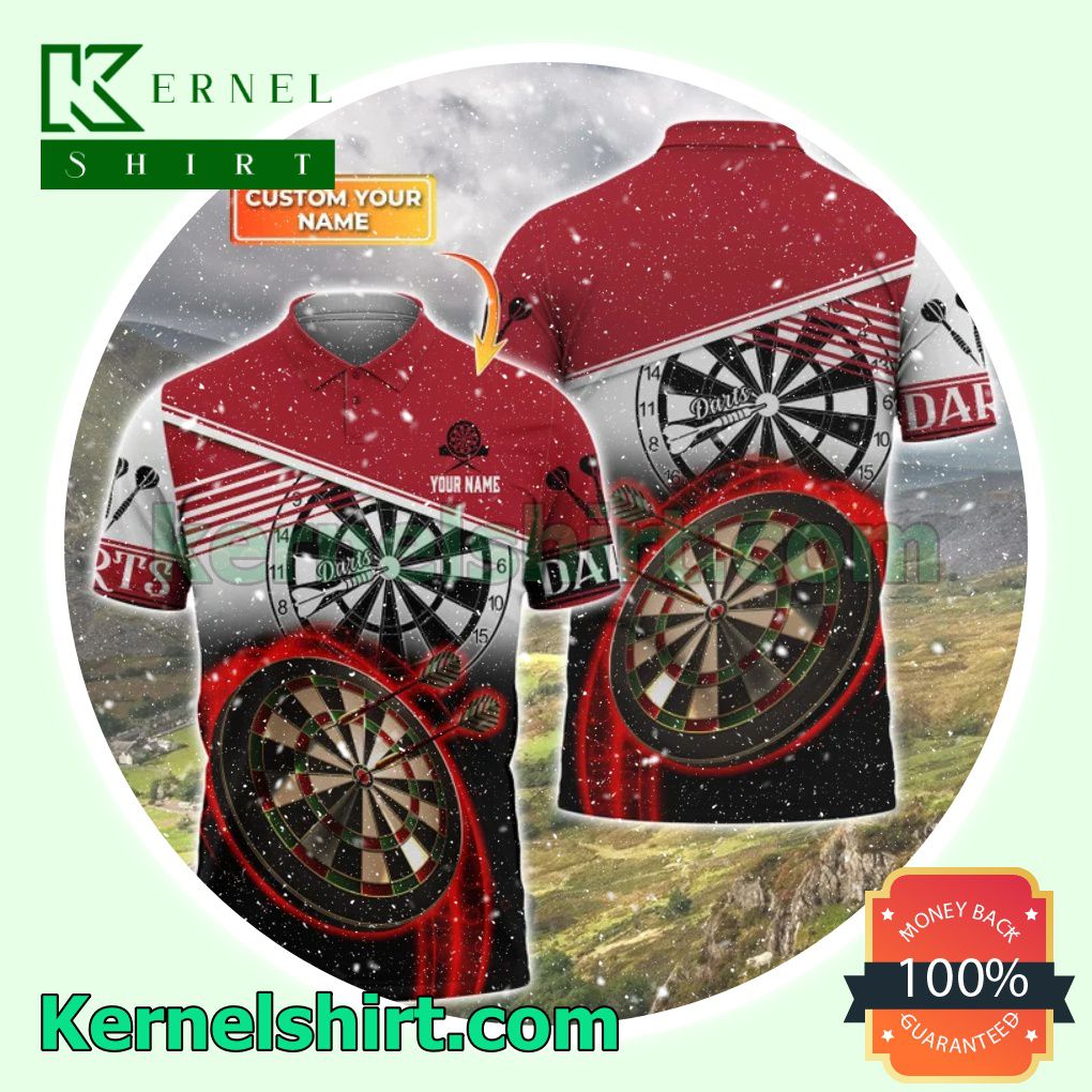 Personalized Darts Game Black Red Tennis Golf Polo