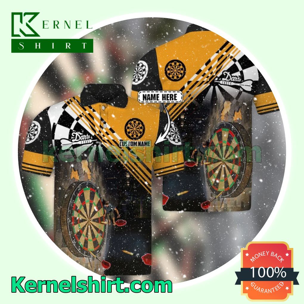 Personalized Darts Game Black Yellow Tennis Golf Polo