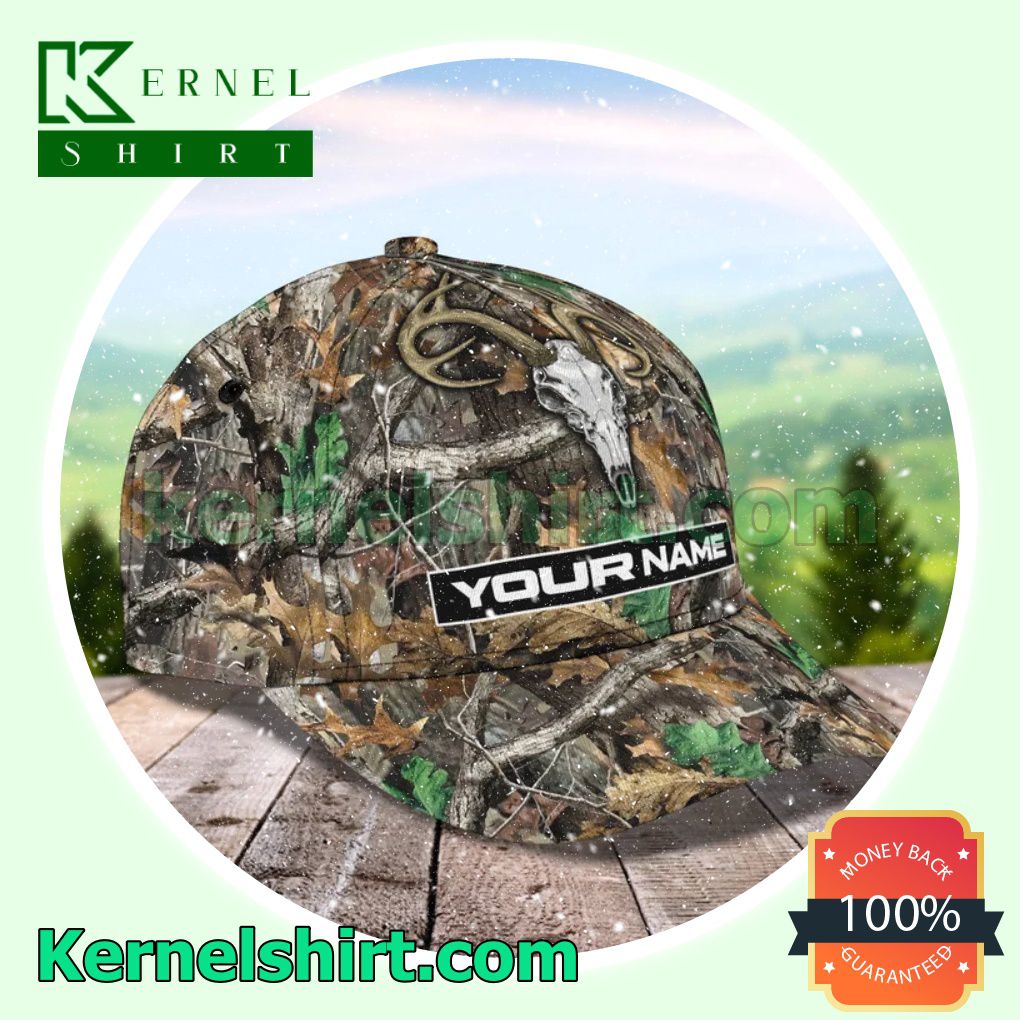 Real Personalized Deer Hunting Skull Forest Trucker Caps