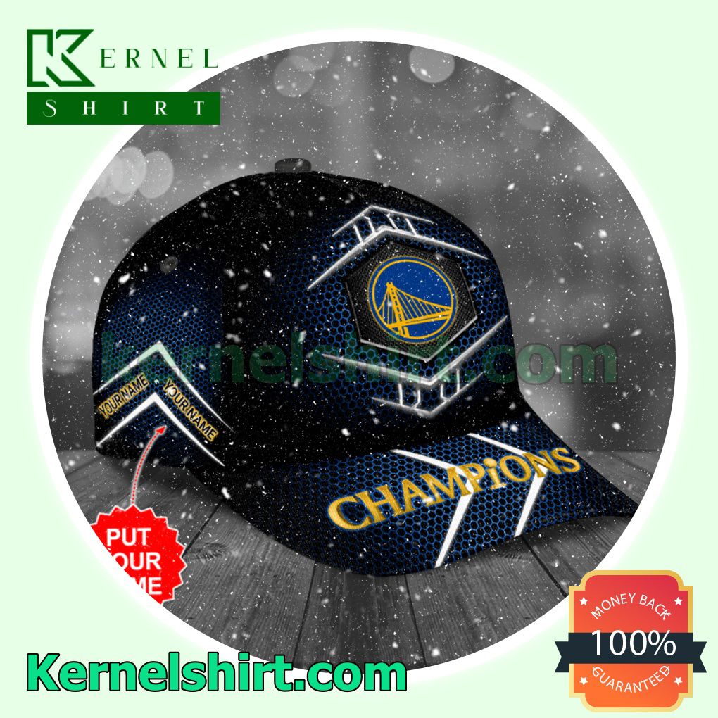 Personalized Golden State Warriors Champions Blue Hive Pattern Trucker Caps a