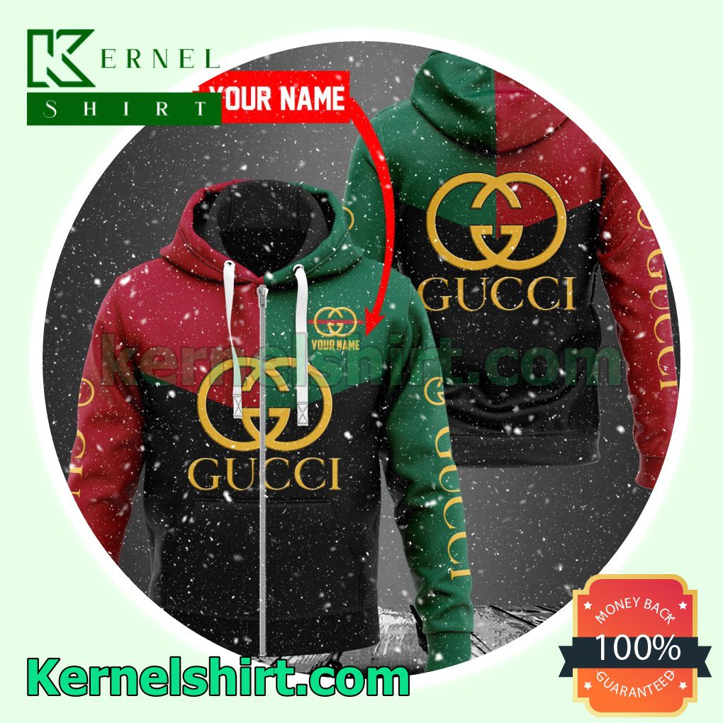 Personalized Gucci Mix Color Green Red And Black Heavyweight Pullover Hoodie Sweatshirt