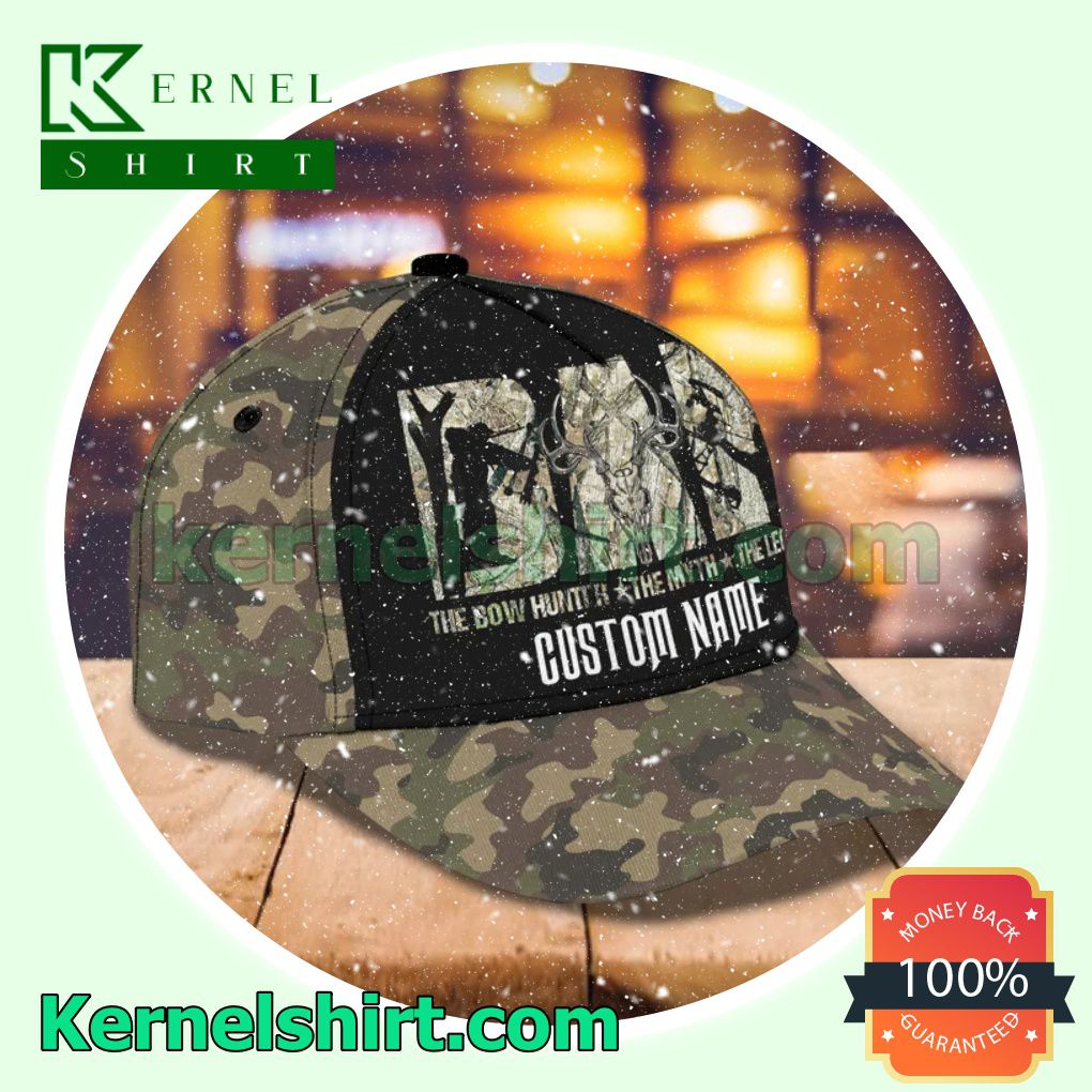 Personalized Hunting Dad The Bow Hunter The Myth The Legend Camouflage Trucker Caps a