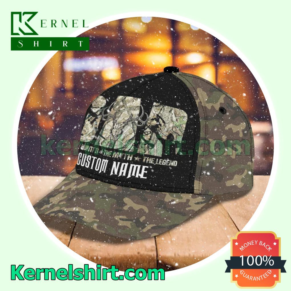 Personalized Hunting Dad The Bow Hunter The Myth The Legend Camouflage Trucker Caps b