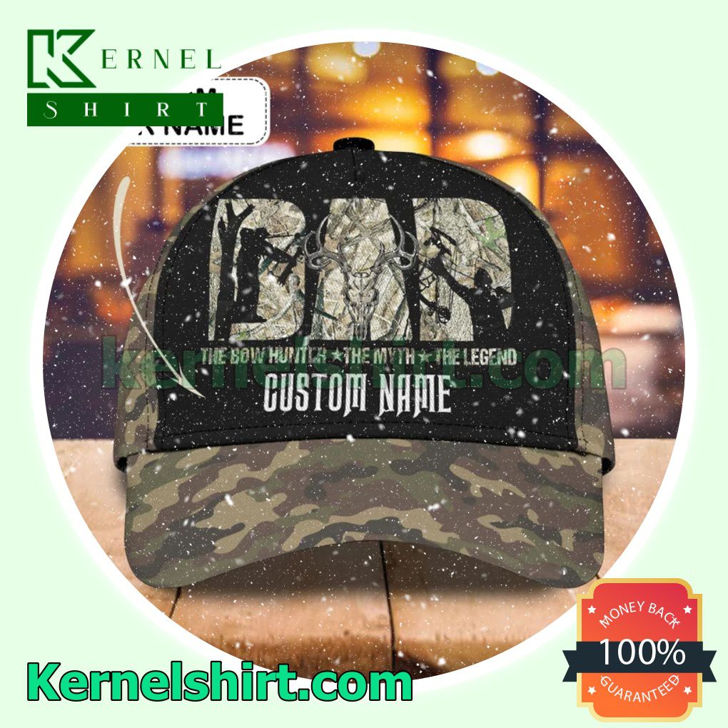 Personalized Hunting Dad The Bow Hunter The Myth The Legend Camouflage Trucker Caps