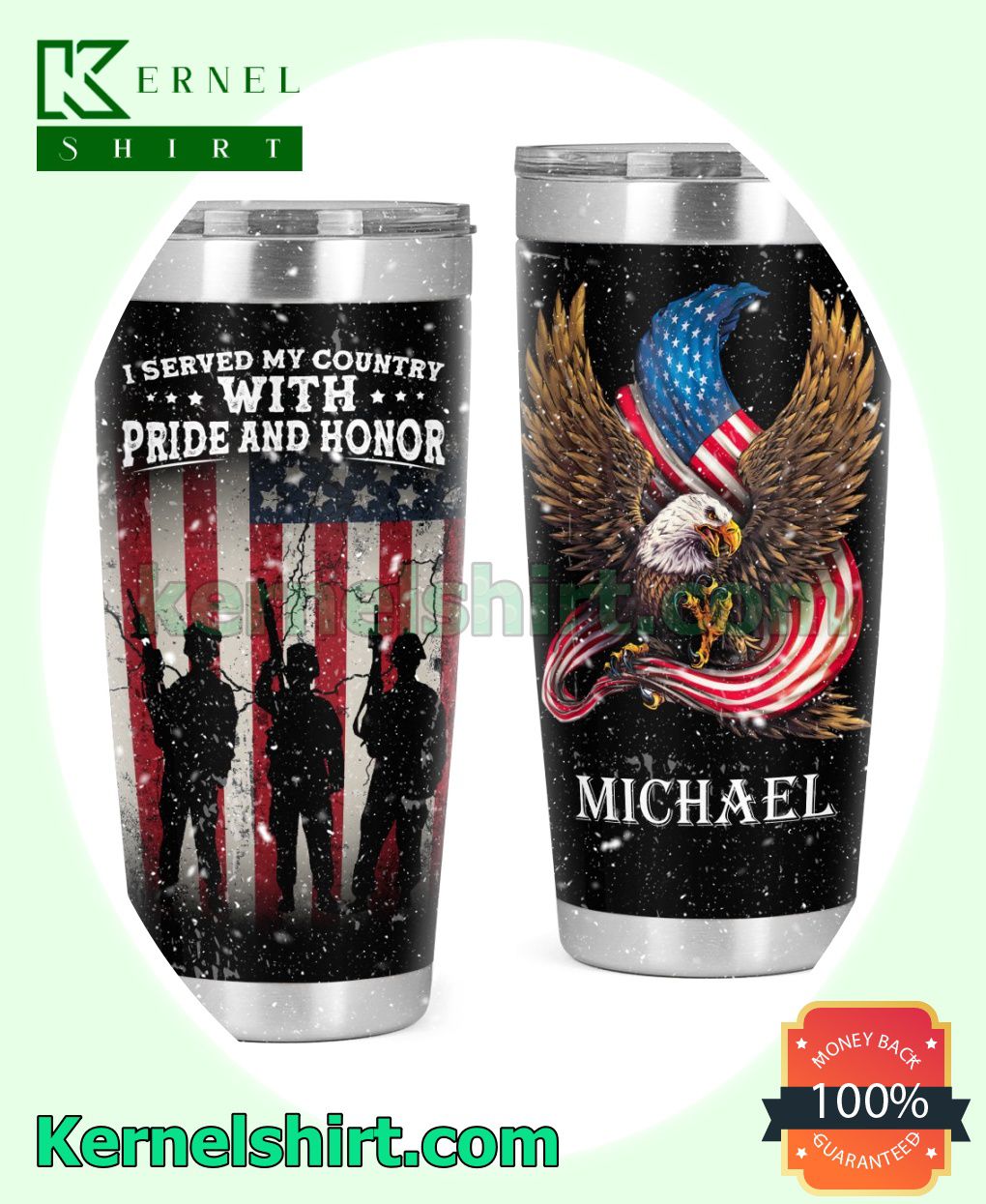 Personalized I Served My Country With Pride And Honor American Flag Veteran And Eagle Coffee Travel Mug Wine Cup