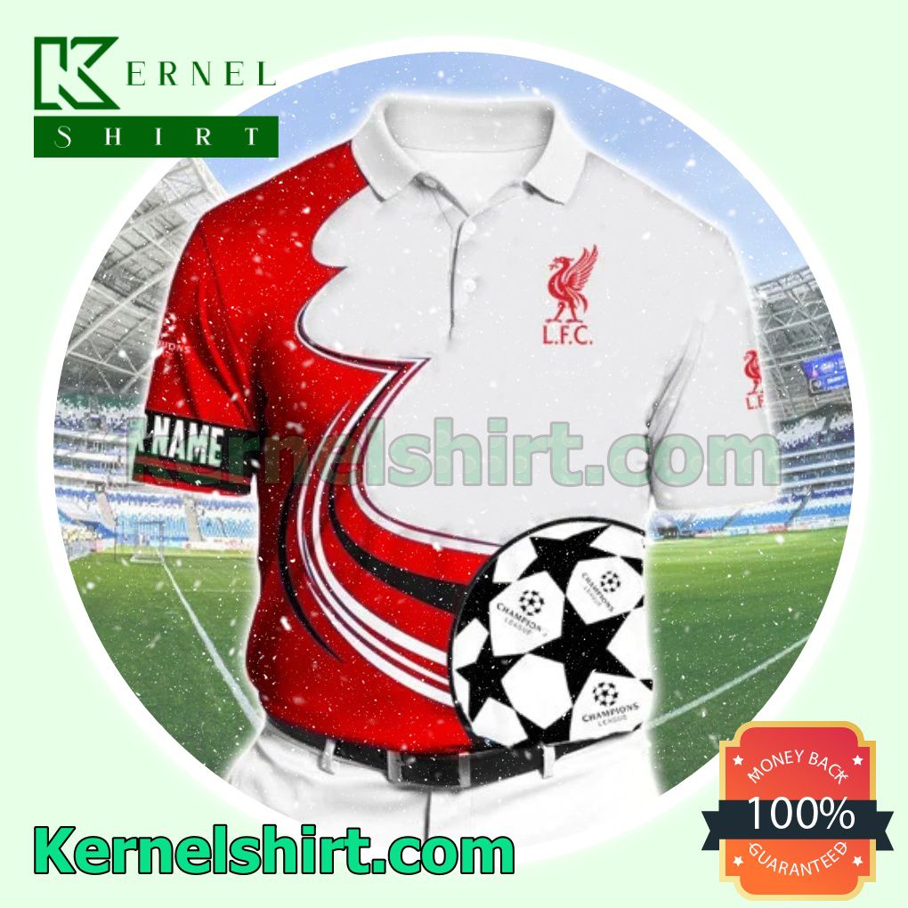 Personalized Liverpool F.c. Champions League White And Red Tennis Golf Polo