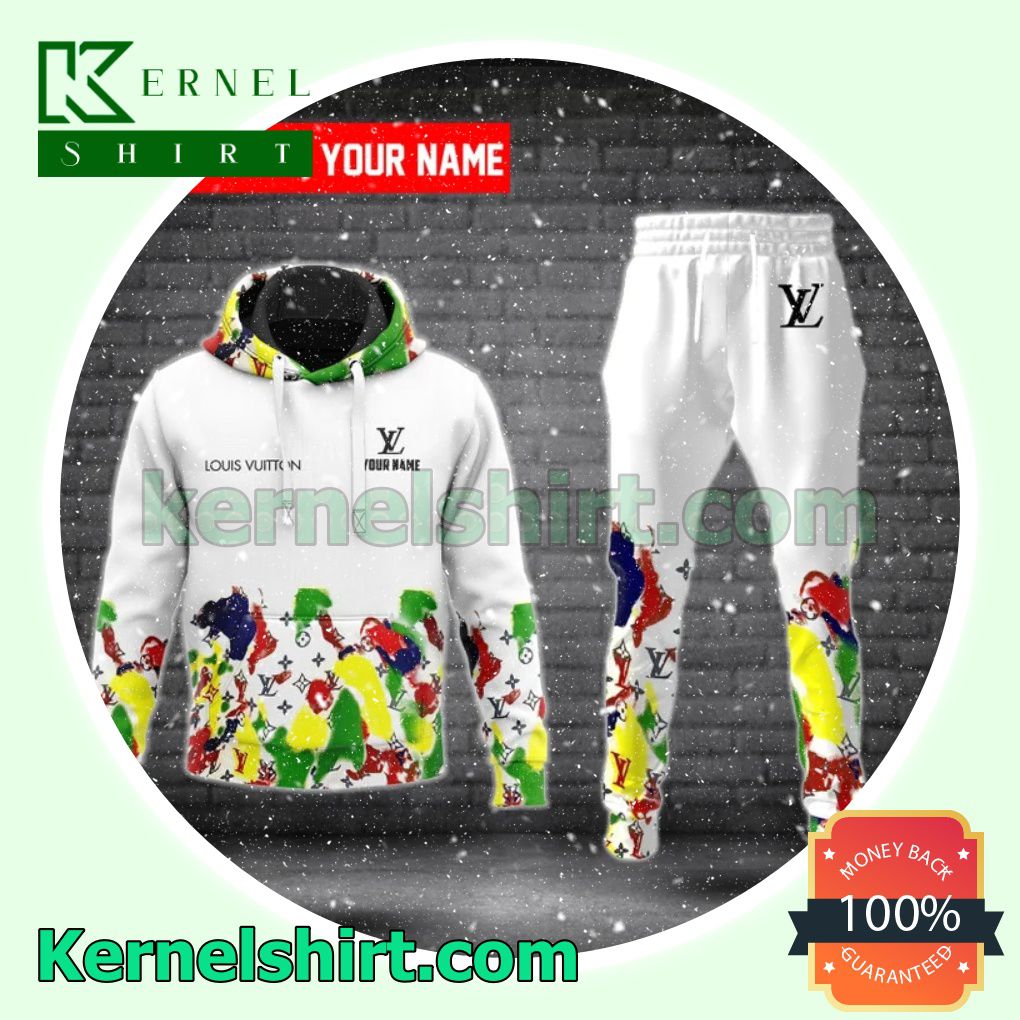 Personalized Louis Vuitton Watercolor Splash On White Pullover Hoodie, Sweatpant