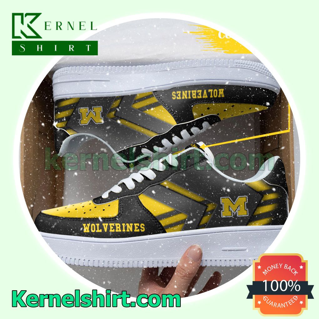 Personalized NCAA Michigan Wolverines Custom Name Nike Mens Womens Air Force 1 Shoes