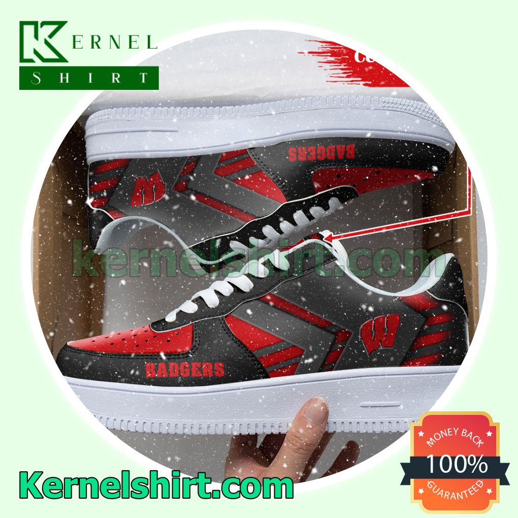 Personalized NCAA Wisconsin Badgers Custom Name Nike Mens Womens Air Force 1 Shoes