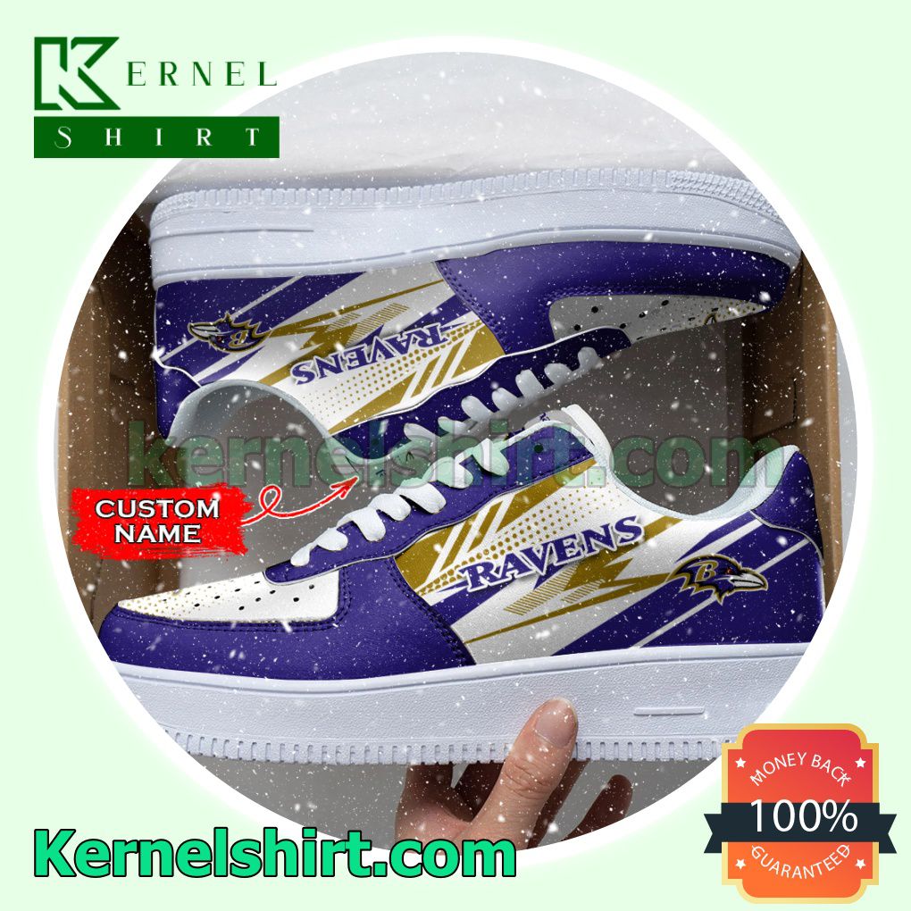 Personalized NFL Baltimore Ravens Custom Name Nike Mens Womens Air Force 1 Shoes a