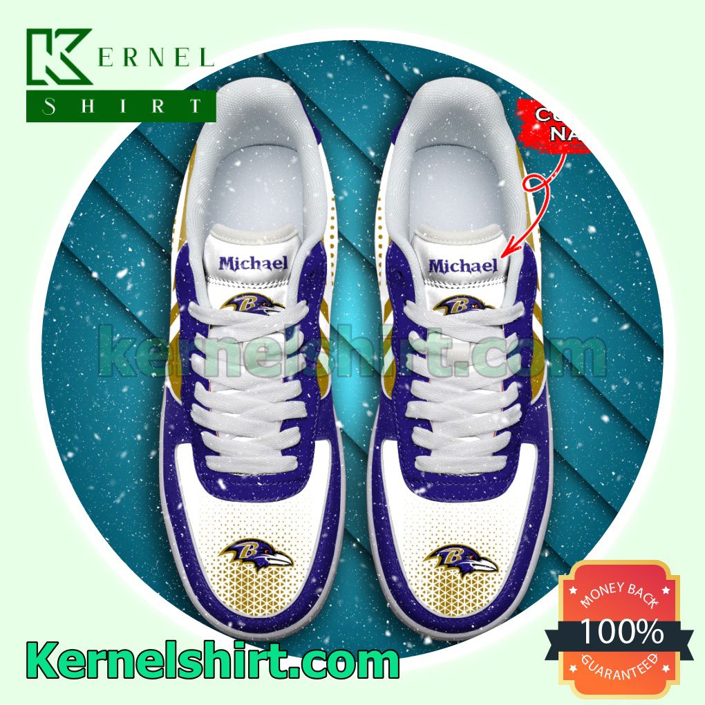 Personalized NFL Baltimore Ravens Custom Name Nike Mens Womens Air Force 1 Shoes