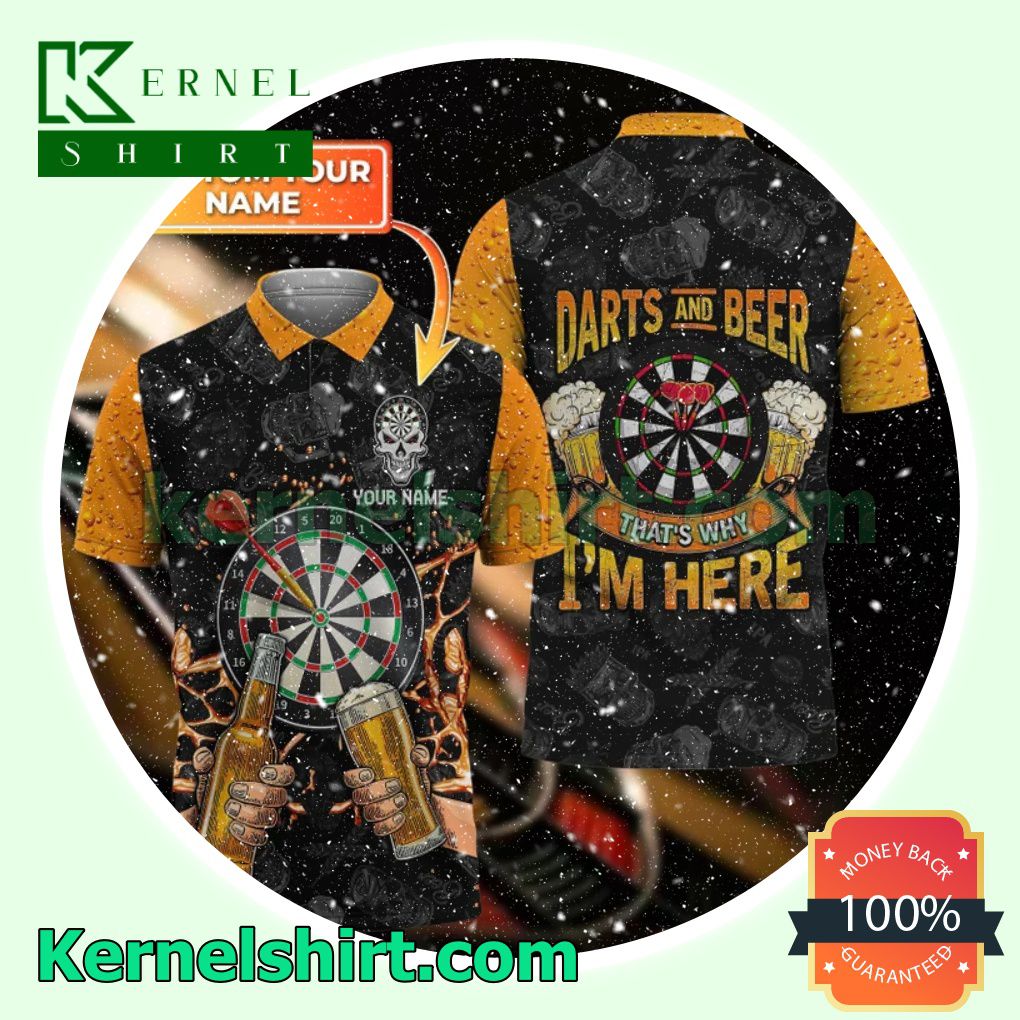 Personalized Skull Darts And Beer That's Why I'm Here Tennis Golf Polo