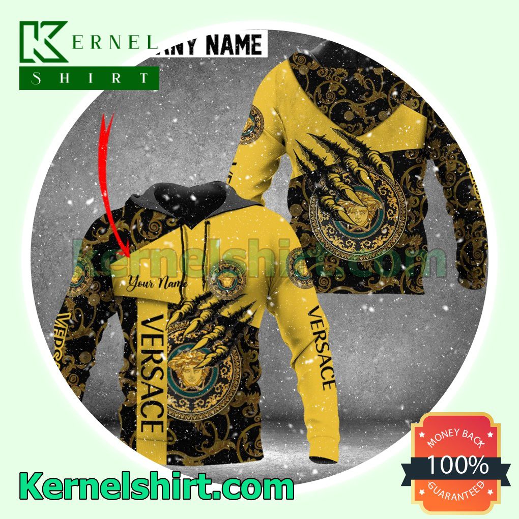 Personalized Versace Logo Monster Claw Heavyweight Pullover Hoodie Sweatshirt