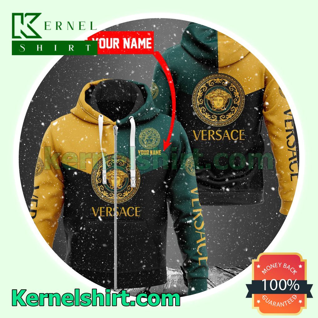 Personalized Versace Mix Color Green Yellow And Black Heavyweight Pullover Hoodie Sweatshirt