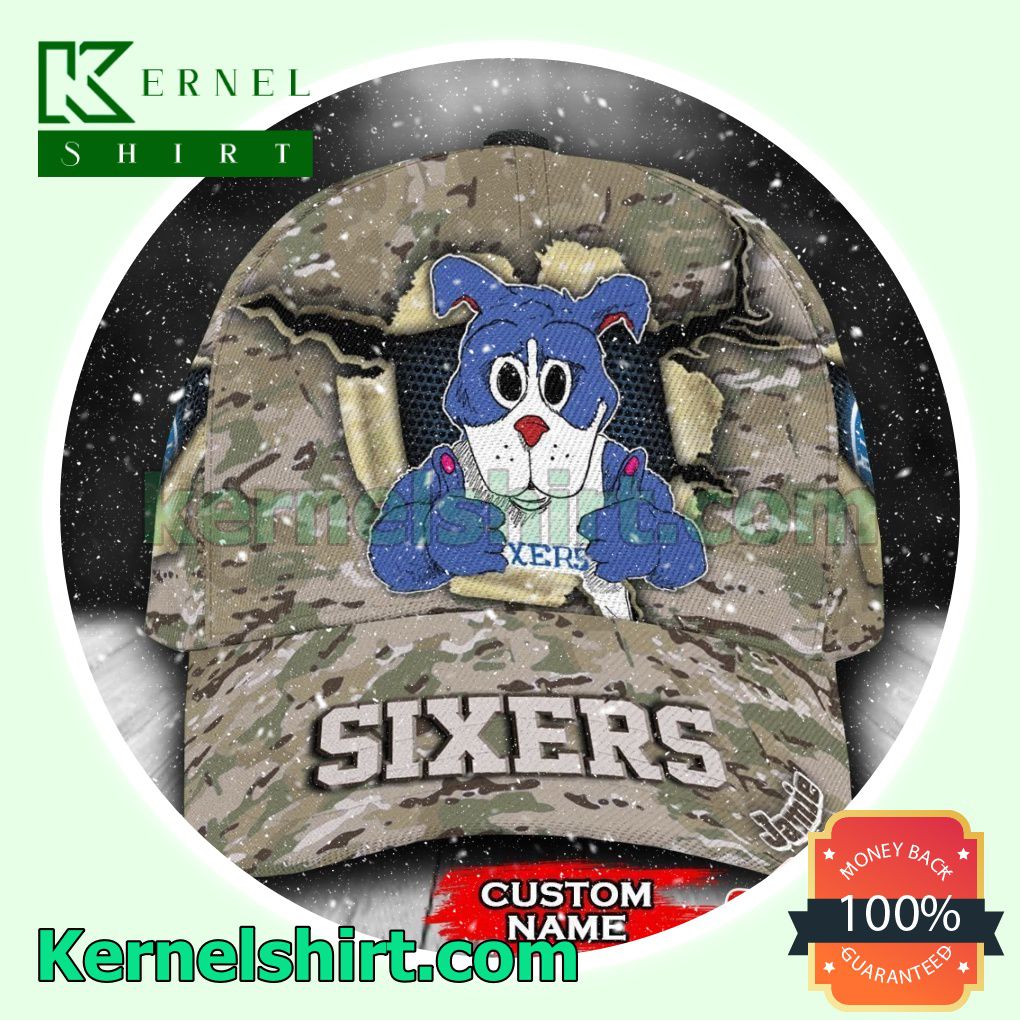 Philadelphia 76ers Camo Mascot NBA Hockey Basketball Baseball Caps