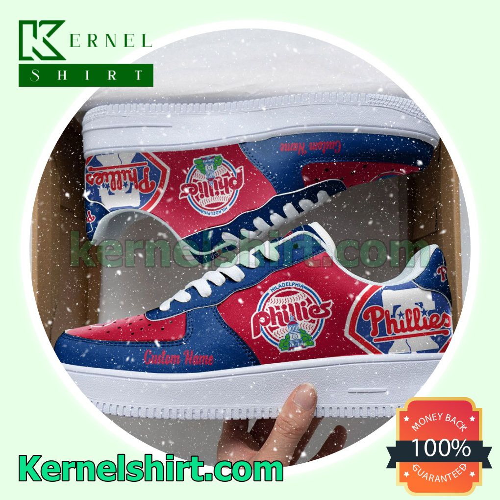 Philadelphia Phillies Mascot Logo MLB Baseball Custom Nike Air Force 1 Low Top Shoes