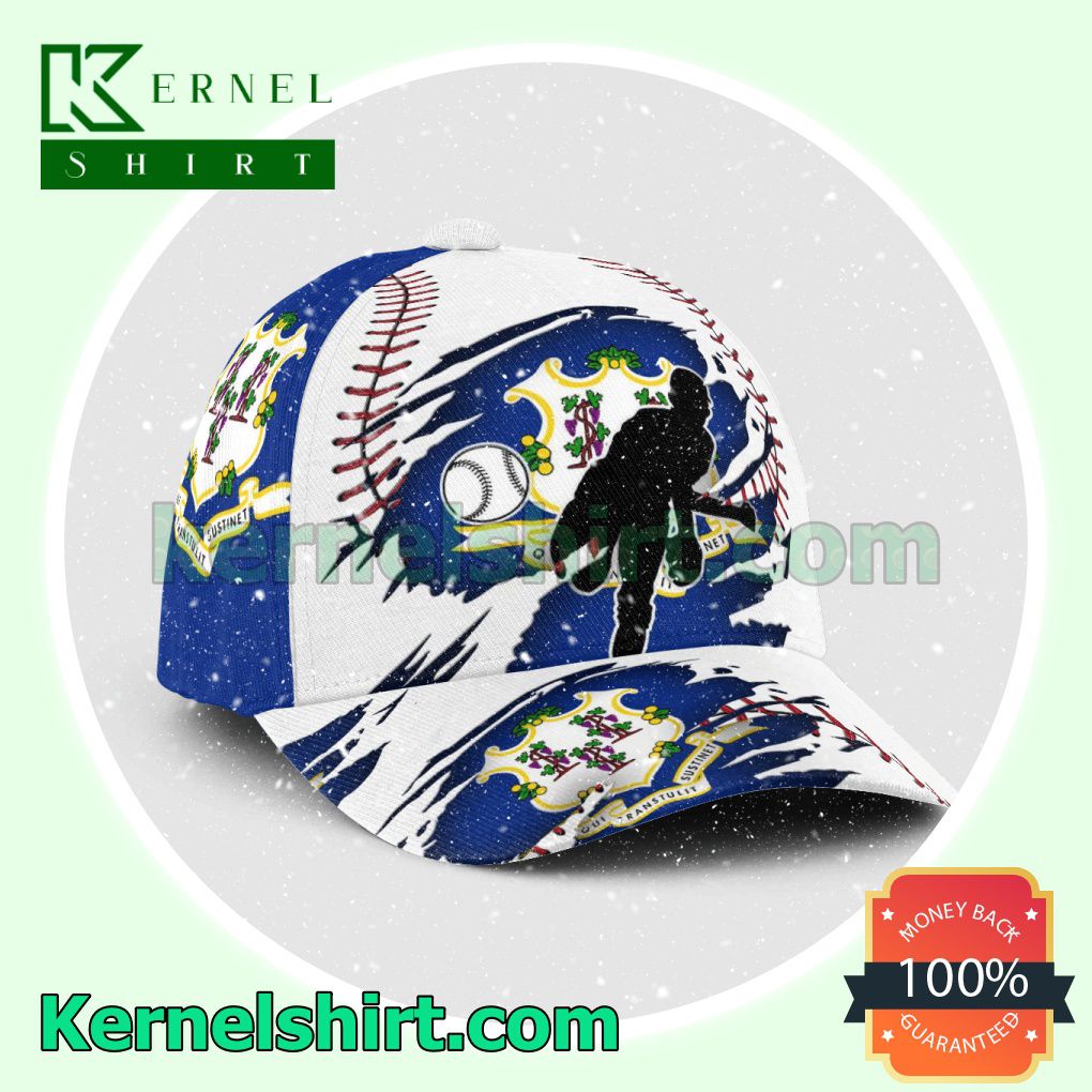 Pitching Connecticut Flag Pattern Hats Caps