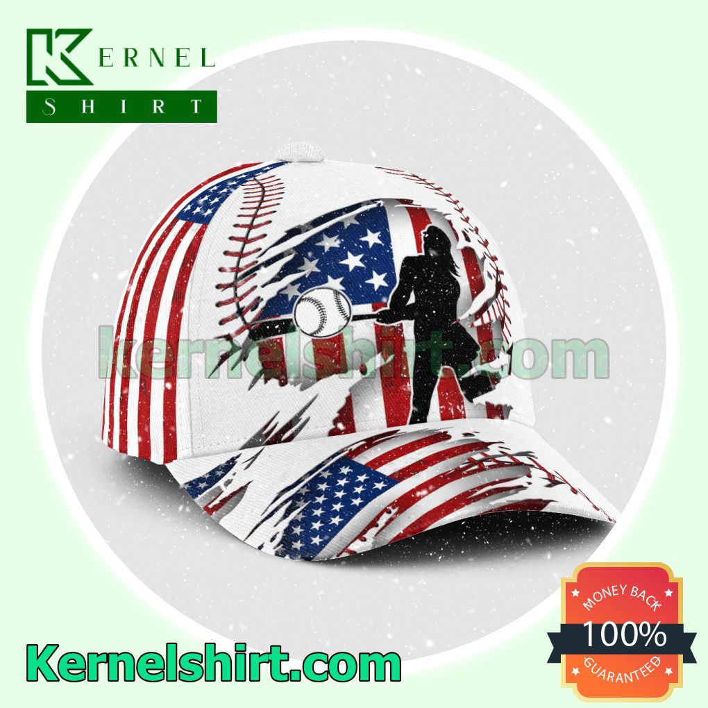 Pitching Girl Version American Flag Pattern Hats Caps
