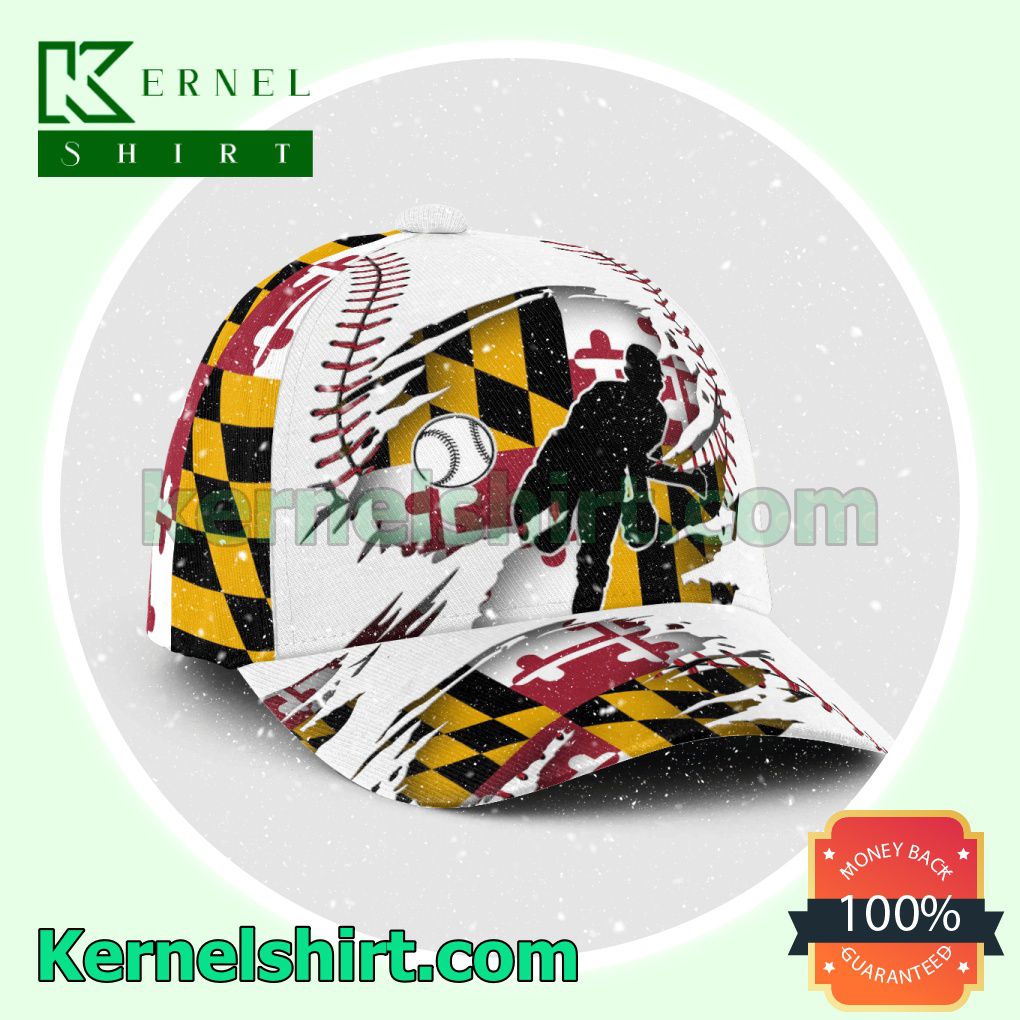 Pitching Maryland Flag Pattern Hats Caps