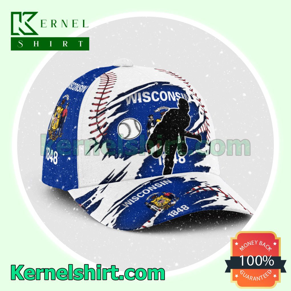 Pitching Wisconsin Flag Pattern Hats Caps