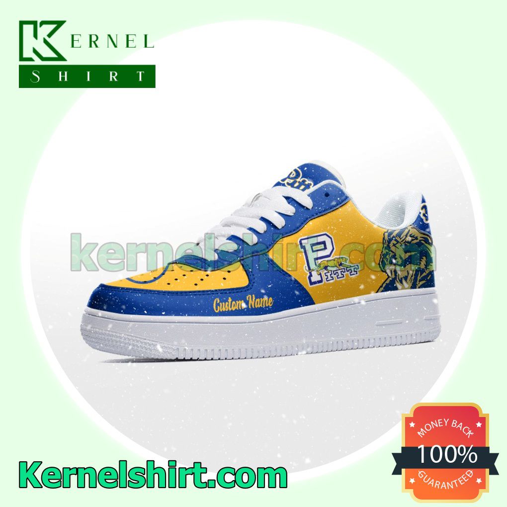 Pittsburgh Panthers Mascot Logo NCAA Custom Nike Air Force 1 Low Top Shoes a