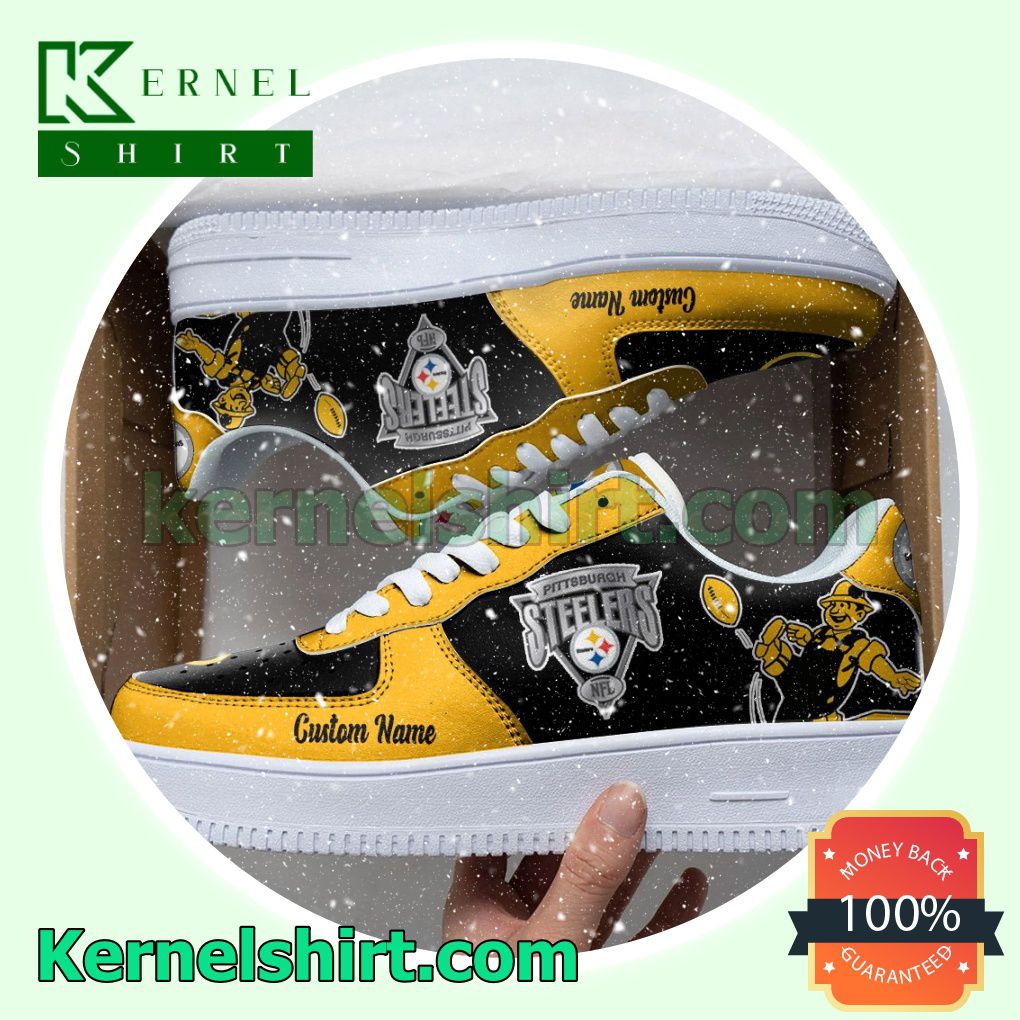 Pittsburgh Steelers Mascot Logo NFL Football Custom Nike Air Force 1 Low Top Shoes