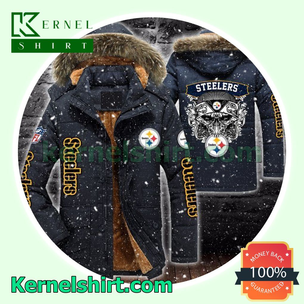 Pittsburgh Steelers Skull Warm Jacket With Faux Fur a