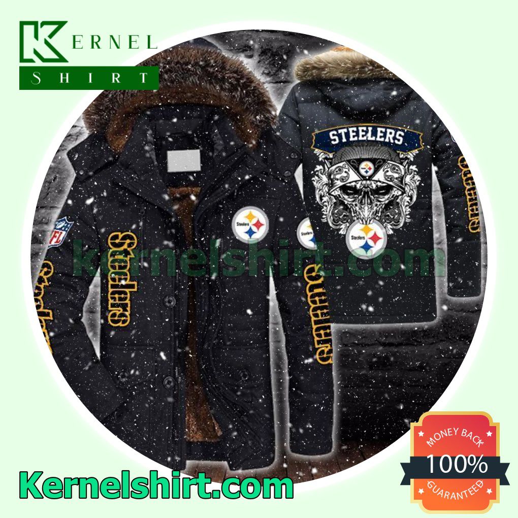 Pittsburgh Steelers Skull Warm Jacket With Faux Fur