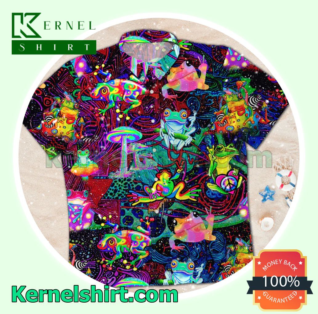 Psychedelic Frog Mushroom Hippie Button-Down Shirts