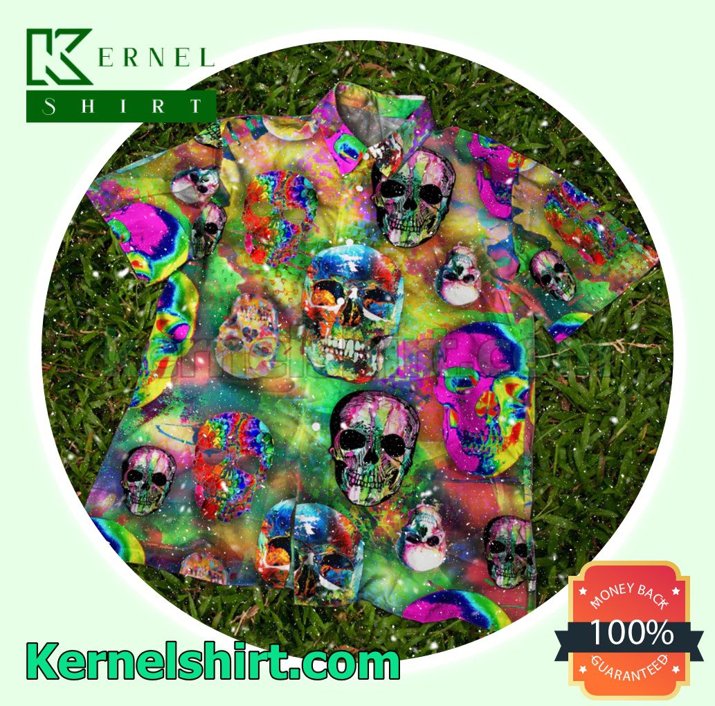 Psychedelic Skull Trippy Button-Down Shirts