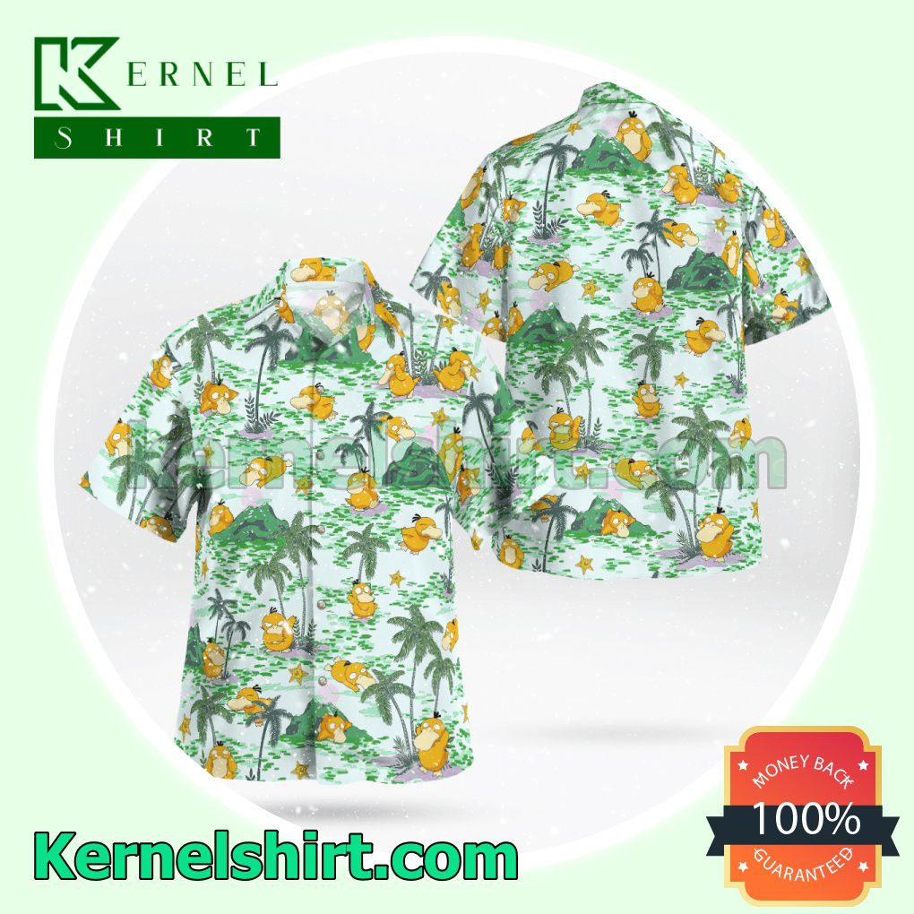 Psyduck Palm Tree Tropical Beach Shirts