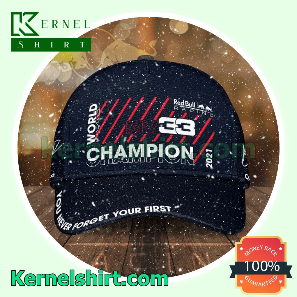 Red Bull Racing Mv 33 World Champion 2021 You Never Forget Your First Trucker Caps