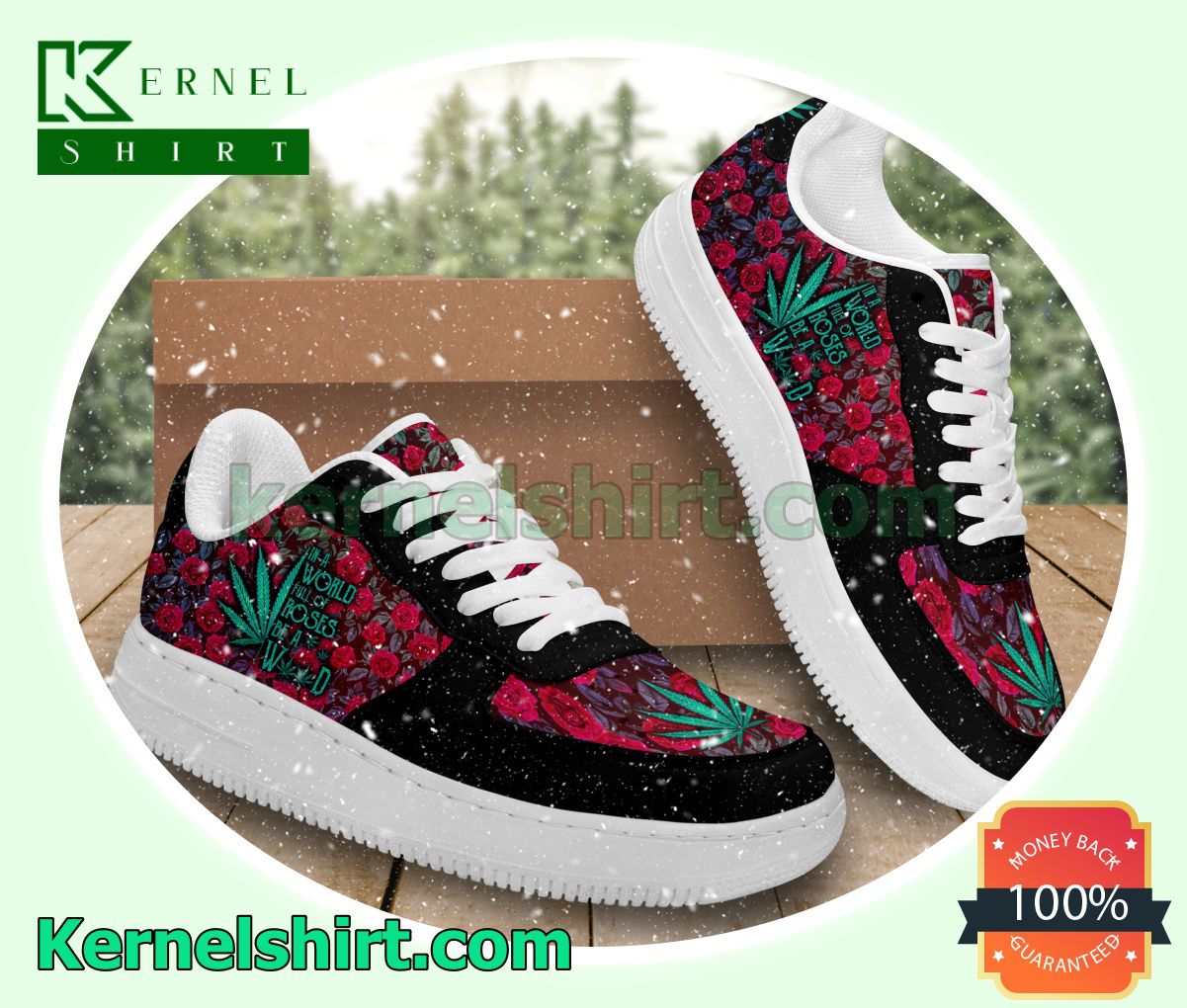 Rose in The Weed Cannabis Weed Nike Womens Air Force 1 Shoes