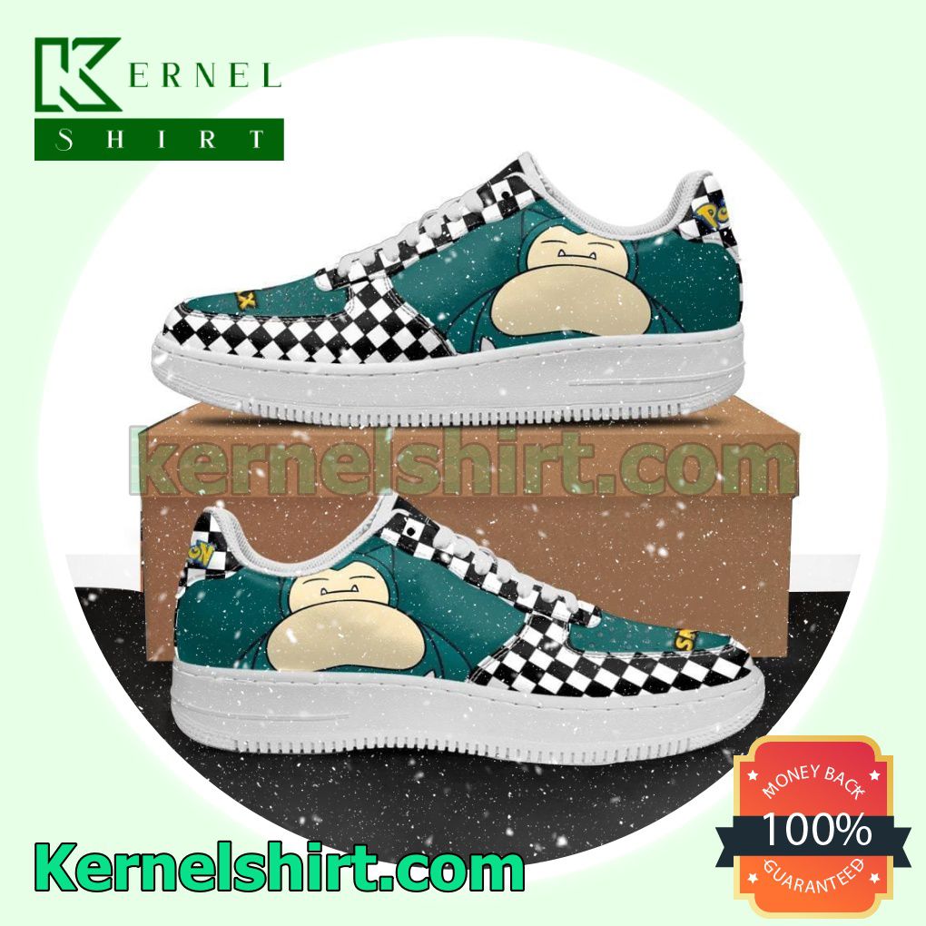 Snorlax Checkerboard Pokemon Mens Womens Air Force 1 Shoes